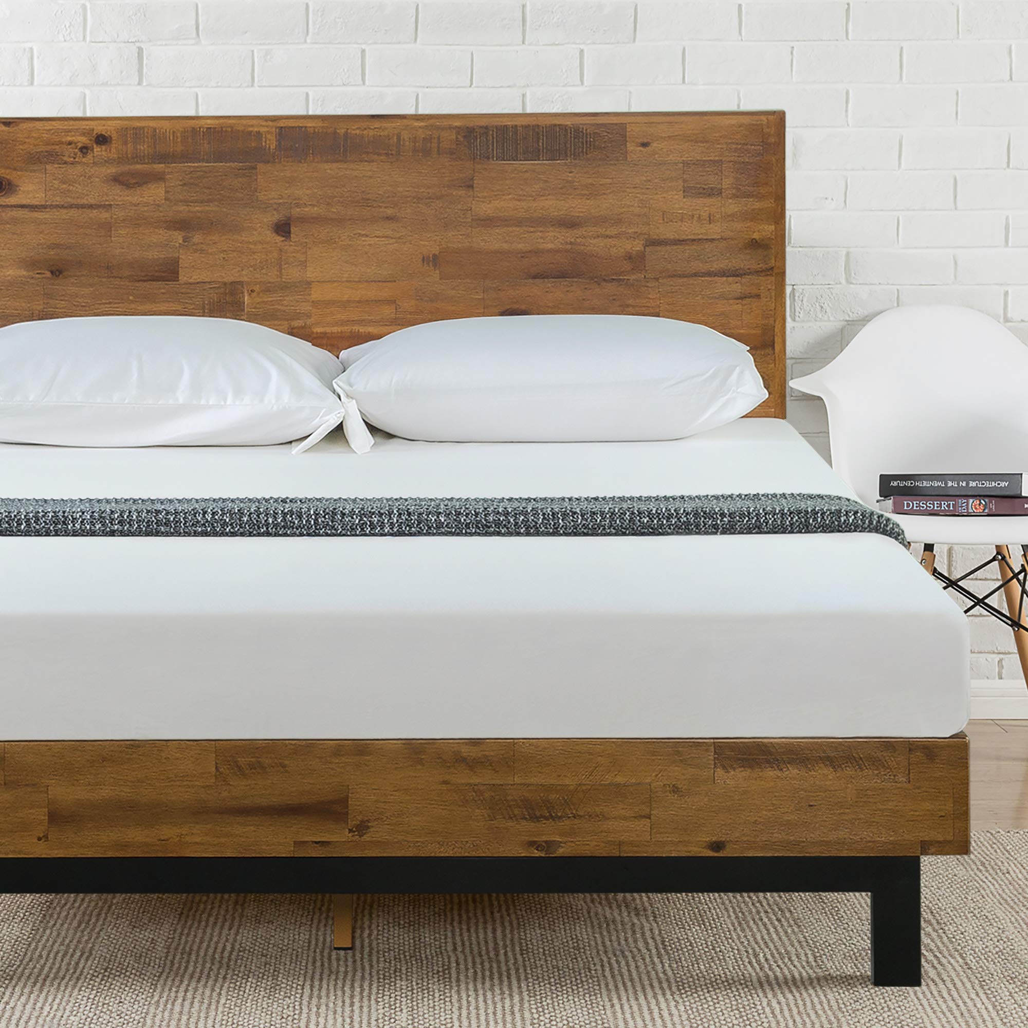 Tricia Wood Platform Bed Frame with Adjustable Headboard, Wood Slat Support with No Box Spring Needed, Easy Assembly, King
