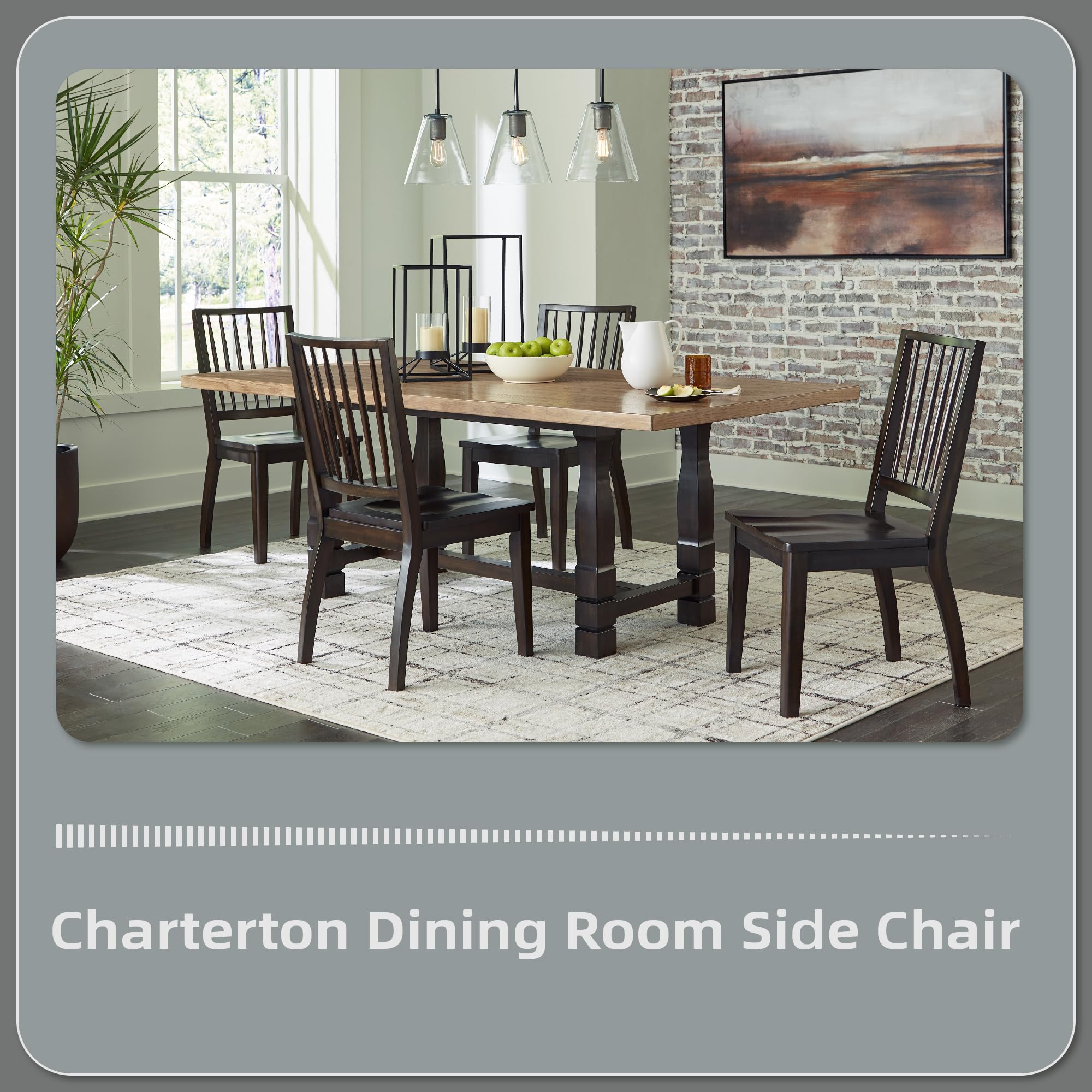 Casual Solid Wood Armless Dining Chair with Contoured Seat, Set of 2, Dark Brown