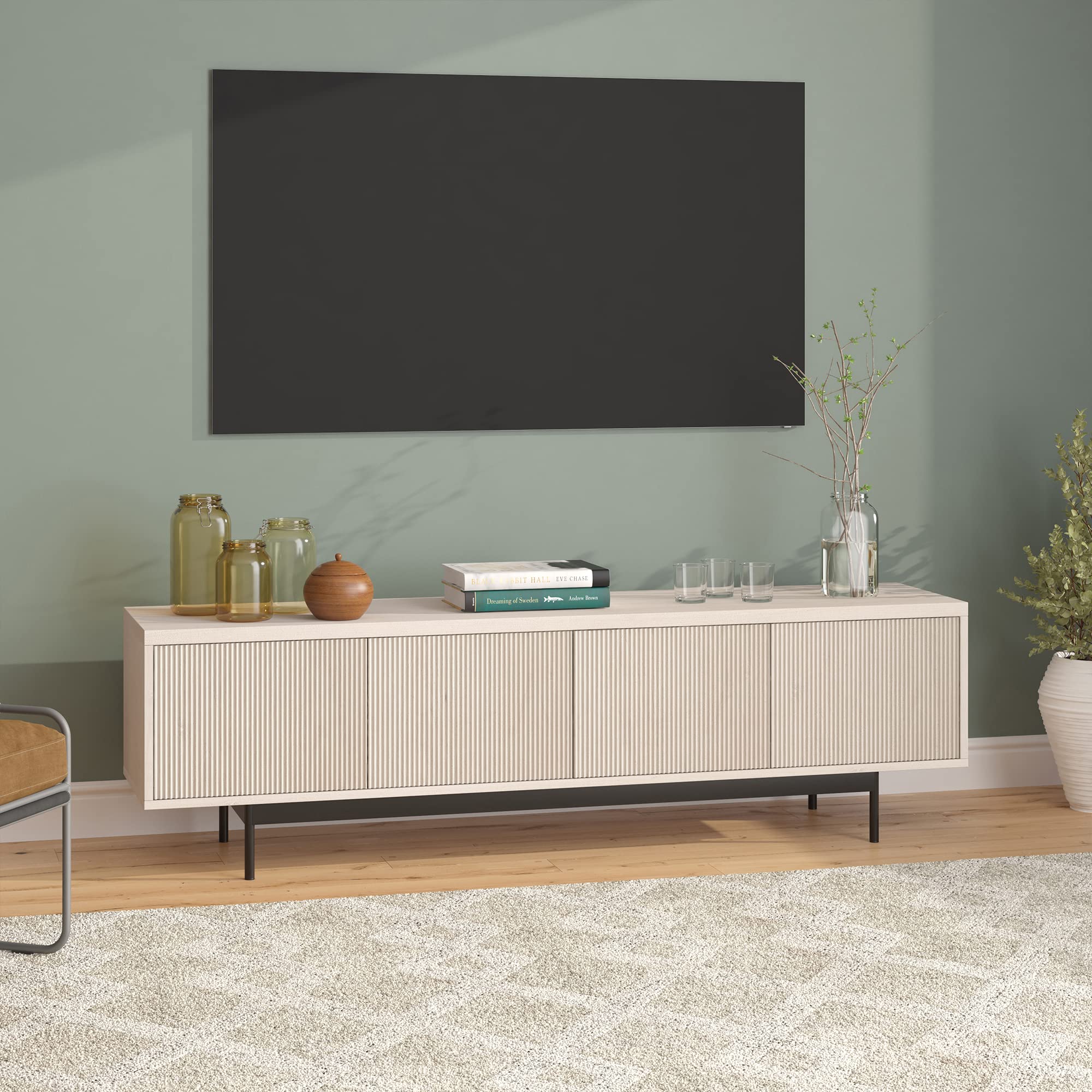 Whitman TV Stand, 70" Wide, Alder White