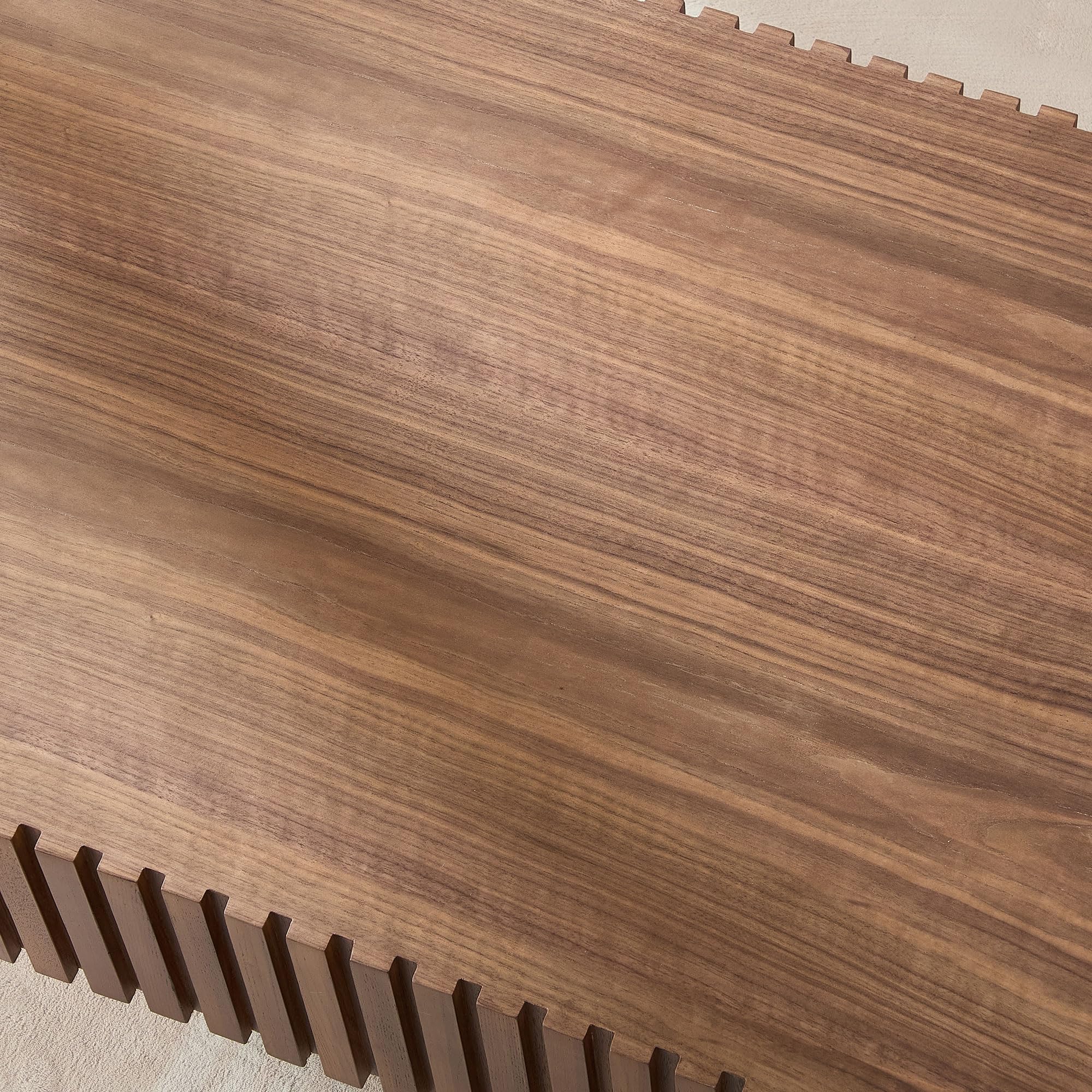 Oval Coffee Table for Living Room Fluted Coffee Table with Pedestal Modern Handcrafted Centre Table Tea Table Easy Assembly 43.7" Walnut