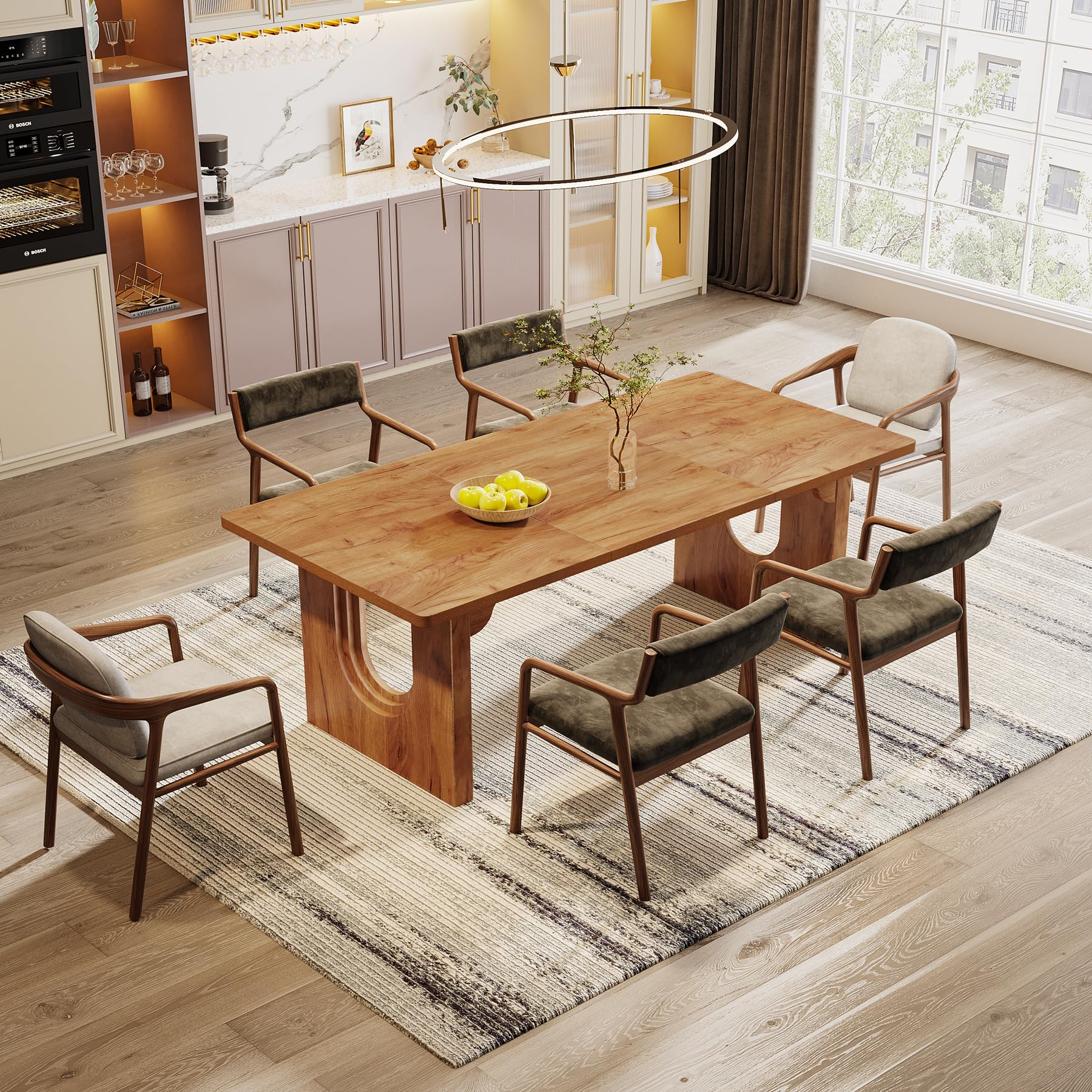 Farmhouse Kitchen Sideboard Buffet Cabinet with Storage, Wood Coffee Bar and Storage Sideboard with Drawers and Doors for Kitchen, Dining