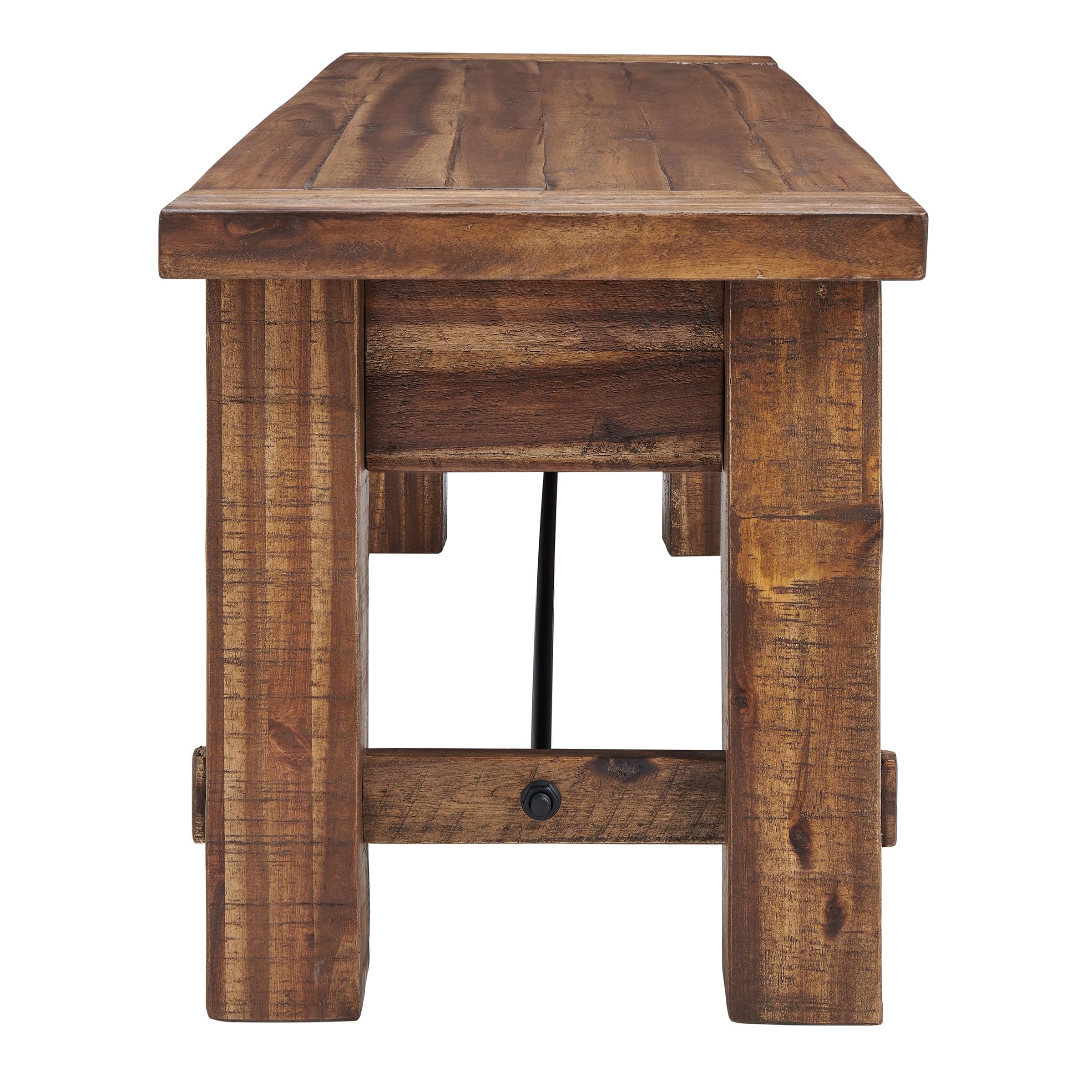 Durango 60" Rustic Farmhouse Wood Bench, Solid Wood Seat, Industrial Accent Furniture for Entryway, Dining Room, Hallway, by Alaterre